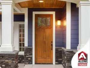 Home Entrance with Wooden Door