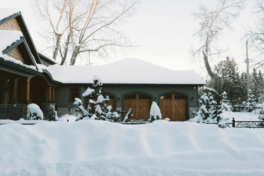 snow on house