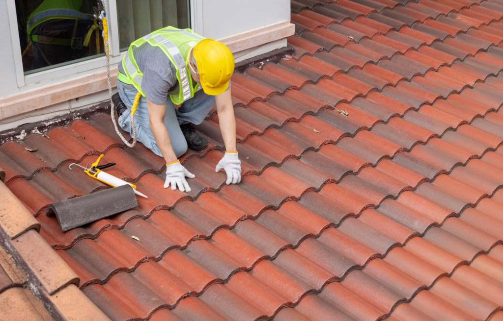 Roof Tile Repair in Progress