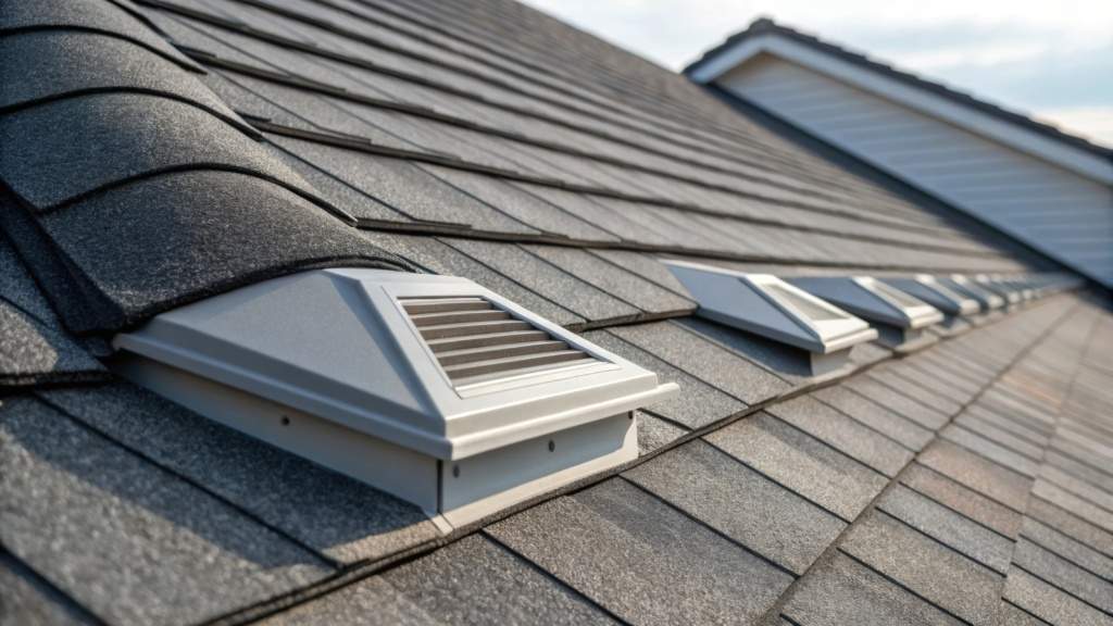 roof with multiple ventilation vents