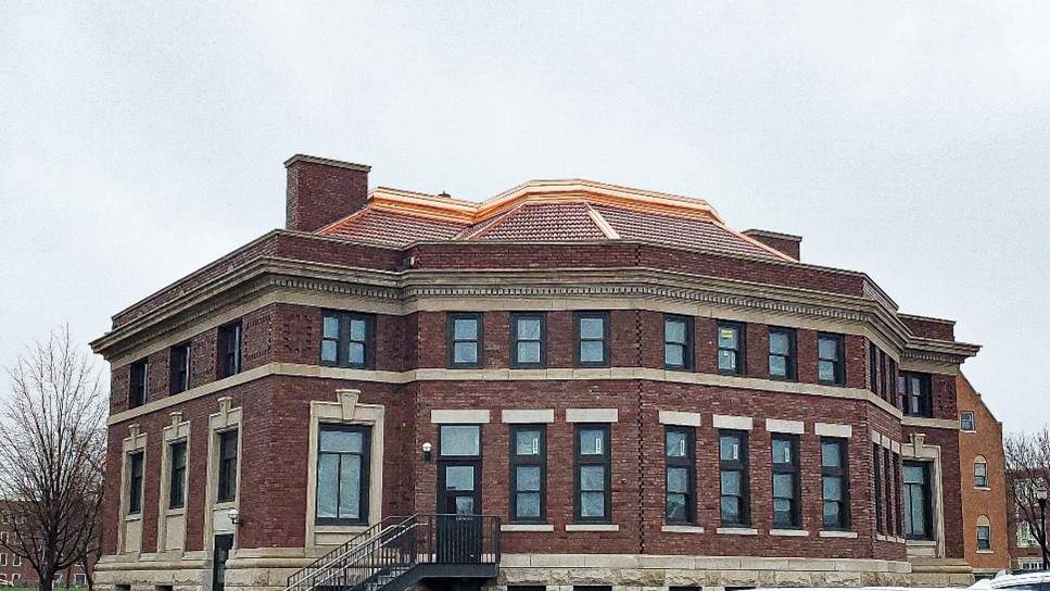 Historic Brick Building with Copper Roof